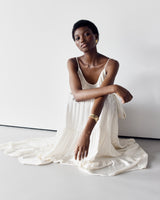 Noelle Strappy Tiered Satin Maxi Dress | Ivory