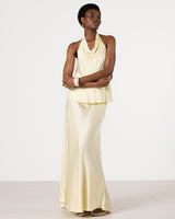 Lexi Satin Maxi Skirt | Butter Yellow