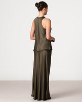 Lexi Satin Maxi Skirt | Khaki