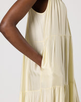 Noelle Strappy Tiered Satin Maxi Dress | Butter Yellow