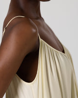 Noelle Strappy Tiered Satin Maxi Dress | Butter Yellow