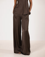 Giselle Elastic High Waist Satin Trousers | Cocoa Soleil