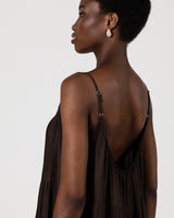 Noelle Strappy Tiered Satin Maxi Dress | Cocoa Soleil