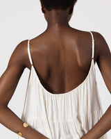 Noelle Strappy Tiered Satin Maxi Dress | Ivory