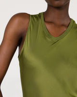 Sabrina Sleeveless Satin Maxi Dress | Olive Green