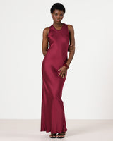 Sabrina Sleeveless Satin Maxi Dress | Dark Cherry