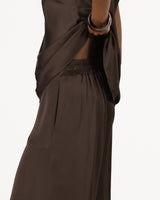Giselle Elastic High Waist Satin Trousers | Cocoa Soleil