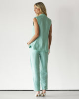 Maris Sleeveless Linen Blazer | Mint