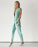 Maris Sleeveless Linen Blazer | Mint
