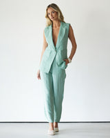 Maris Sleeveless Linen Blazer | Mint