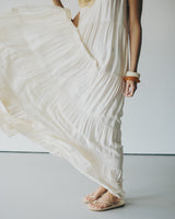 Noelle Strappy Tiered Satin Maxi Dress | Ivory