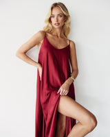 Nyra Slip Satin Maxi Dress | Deep Red