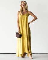 Nyra Slip Satin Maxi Dress | Sunshine Yellow