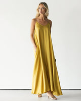 Nyra Slip Satin Maxi Dress | Sunshine Yellow