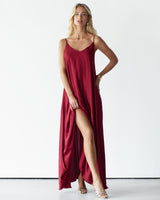 Nyra Slip Satin Maxi Dress | Deep Red