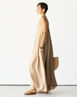 Nyra Slip Satin Maxi Dress | Taupe