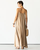 Nyra Slip Satin Maxi Dress | Taupe