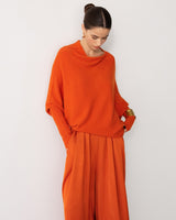Asymmetric Draped | Burnt Orange | Seamless Knit