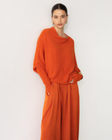 Asymmetric Draped | Burnt Orange | Seamless Knit
