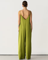 Audrey Satin Jumpsuit | Olive Green