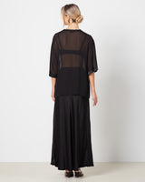 Zadie Sheer Satin Trim Top | Black