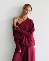 Asymmetric Draped | Burgundy | Seamless Knit