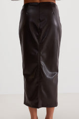 Brooklyn Faux Leather Skirt | Espresso Brown
