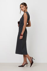 Neve Ruched Dress | Dark Grey Melange