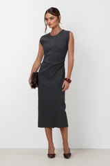 Neve Ruched Dress | Dark Grey Melange