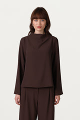 Lana High Neck Top | Espresso Brown