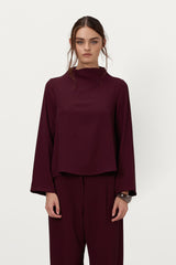 Lana High Neck Top | Burgundy