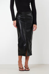 Brooklyn Faux Leather Skirt | Black