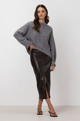 Brooklyn Faux Leather Skirt | Espresso Brown
