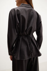 Ellis Tie Waist Shirt | Charcoal