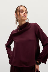 Lana High Neck Top | Burgundy