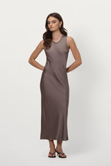 Sabrina Sleeveless Satin Dress | Mink