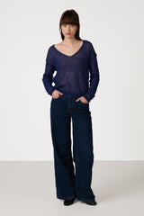 Rue Sheer Sweater | Navy | Alpaca Blend