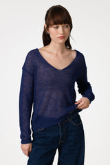 Rue Sheer Sweater | Navy | Alpaca Blend