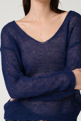 Rue Sheer Sweater | Navy | Alpaca Blend