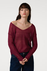 Rue Sheer Sweater | Burgundy | Alpaca Blend