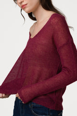 Rue Sheer Sweater | Burgundy | Alpaca Blend