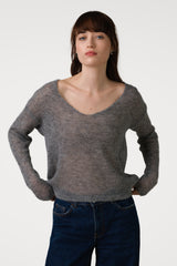 Rue Sheer Sweater | Grey | Alpaca Blend