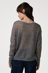 Rue Sheer Sweater | Grey | Alpaca Blend
