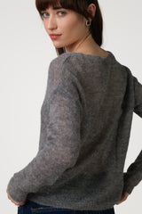 Rue Sheer Sweater | Grey | Alpaca Blend