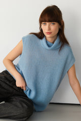 Nyx Sleeveless Turtleneck | Sky Blue | Alpaca-Wool Blend