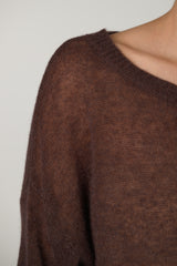 Willow Boxy Sheer Sweater | Espresso Brown | Alpaca Blend