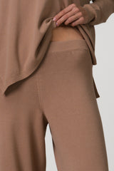 Kaia Elastic Waist Pants | Chestnut Brown | Fine Knit
