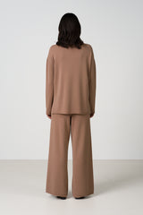 Kaia Elastic Waist Pants | Chestnut Brown | Fine Knit