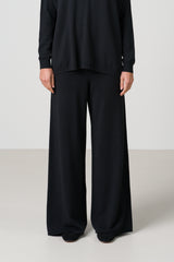 Kaia Elastic Waist Pants | Black | Fine Knit