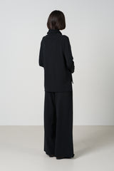 Kaia Elastic Waist Pants | Black | Fine Knit